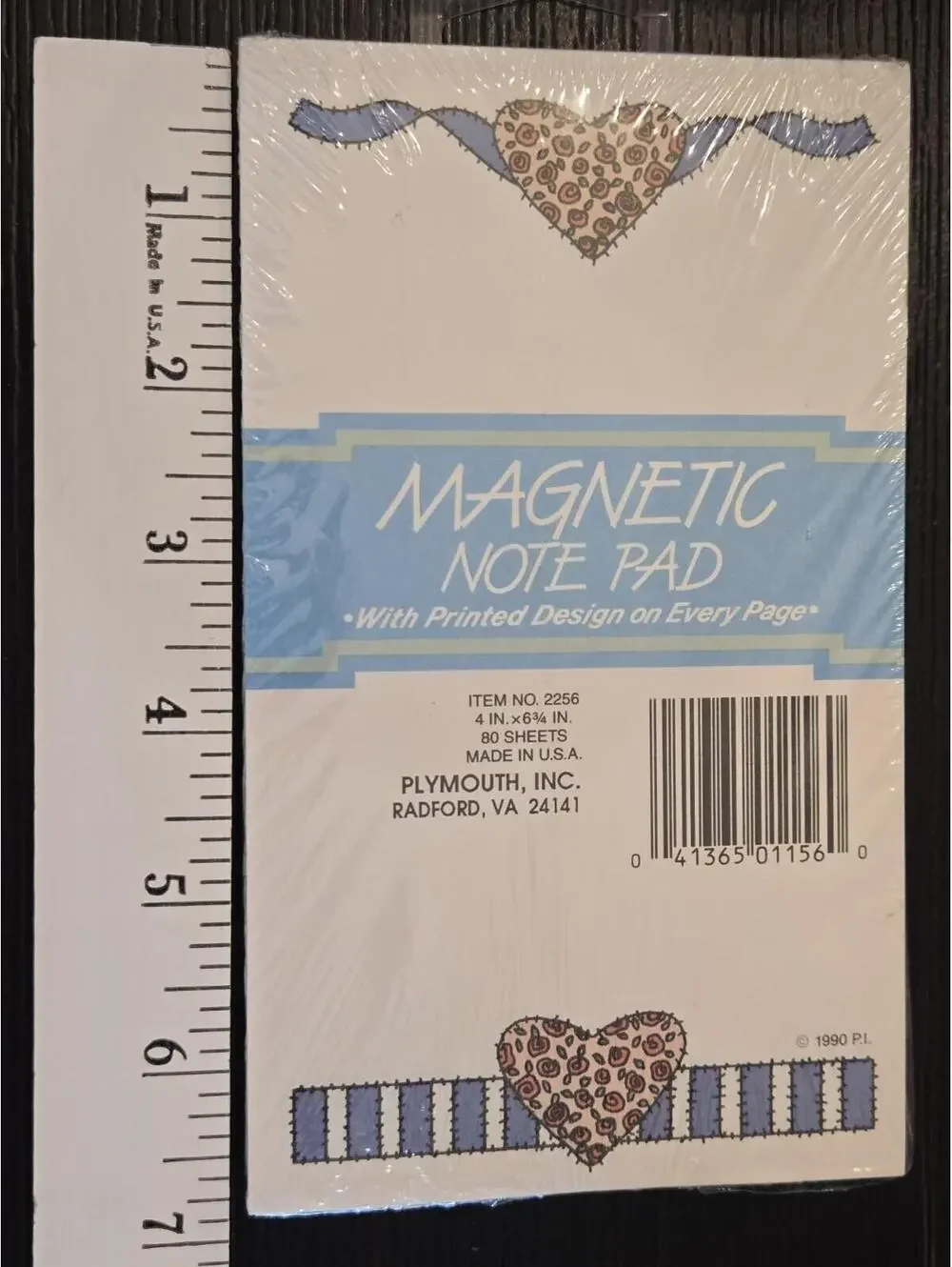 1990 Plymouth Inc Rose Heart Magnetic Note Pad 80 Sheets Sealed